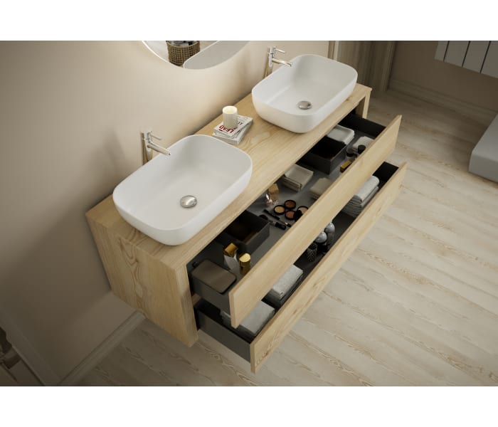 Mueble de baño con encimera de madera maciza Bruntec Laponia Detalle 2