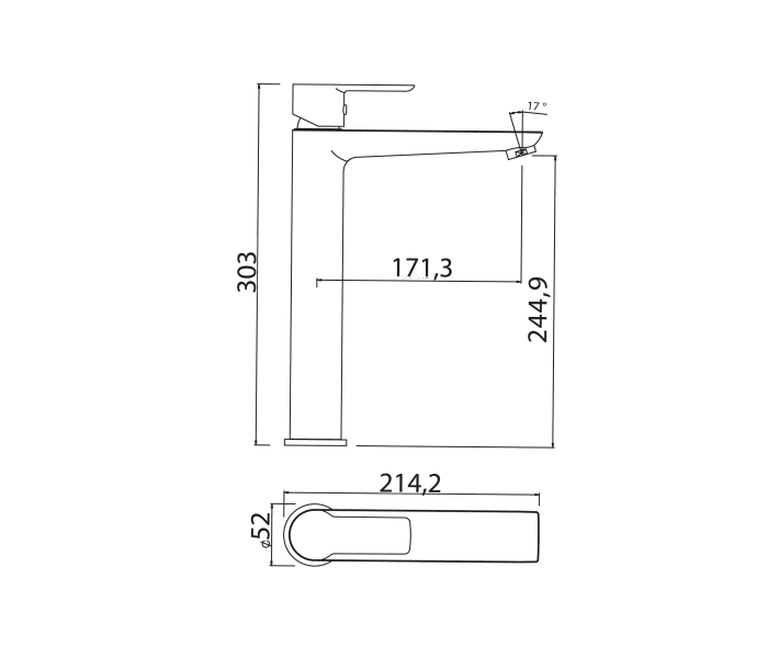 Grifo de lavabo Tiempo Calma Croquis 3
