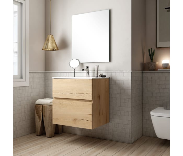 Mueble de baño Coban 120 cm 2 cajones y 1 puerta con tapa de madera de  Bruntec