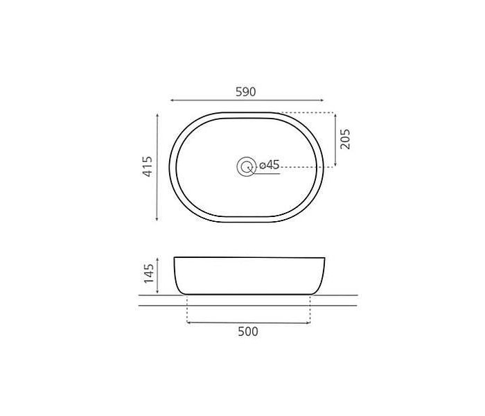 Lavabo sobre encimera Bathco Toulouse Croquis 2