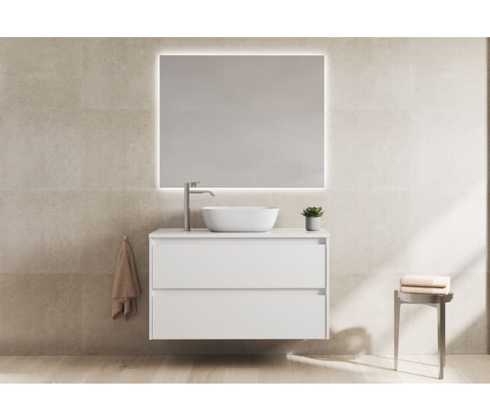 Mueble de baño moderno con encimera de madera Bruntec Oxford Principal 7
