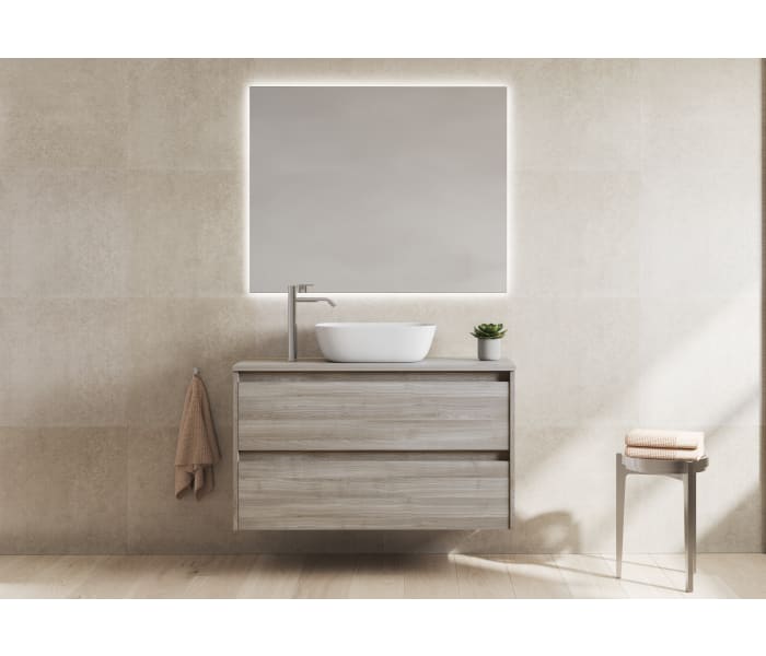 Mueble de baño moderno con encimera de madera Bruntec Oxford Principal 5