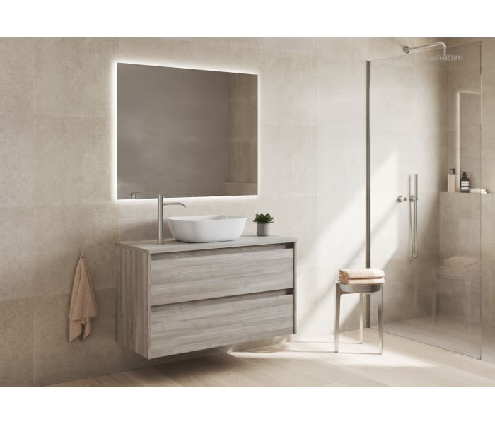Mueble de baño moderno con encimera de madera Bruntec Oxford Principal 4