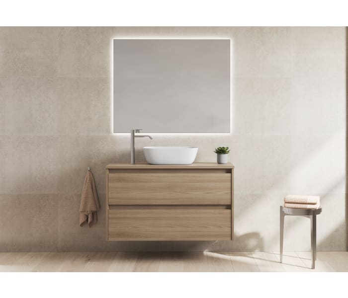 Mueble de baño moderno con encimera de madera Bruntec Oxford Principal 3