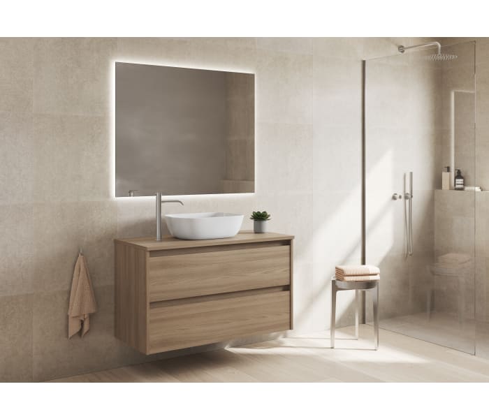 Mueble de baño moderno con encimera de madera Bruntec Oxford Principal 2