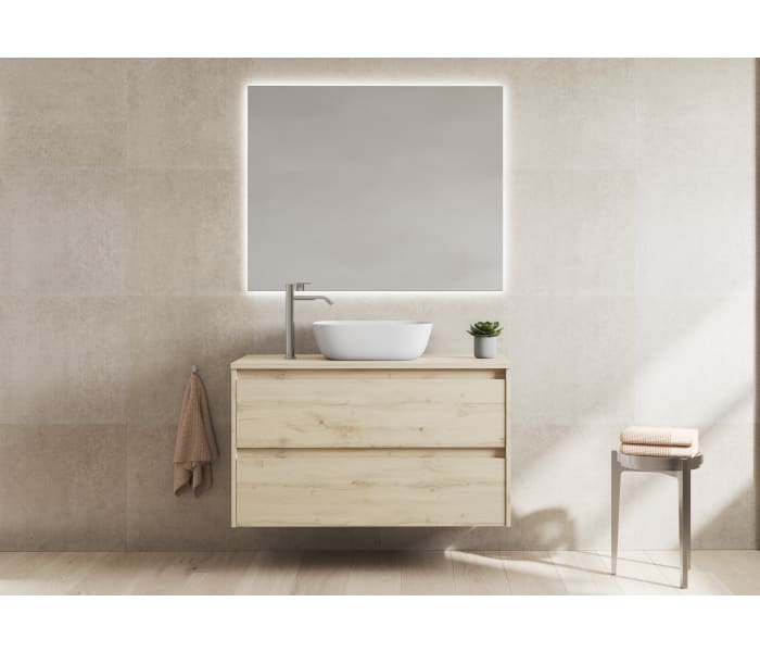 Mueble de baño moderno con encimera de madera Bruntec Oxford Principal 1