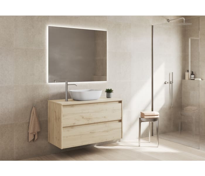Mueble de baño moderno con encimera de madera Bruntec Oxford Principal 0
