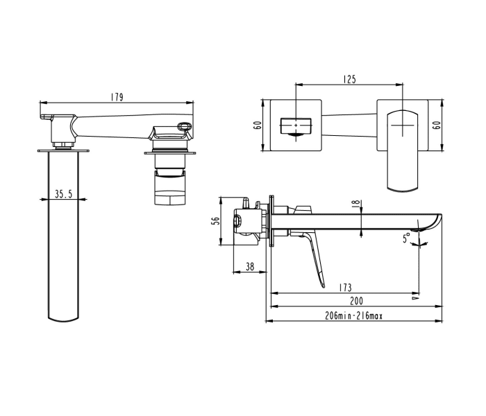 Grifo de lavabo empotrado GME Marriot Croquis 9