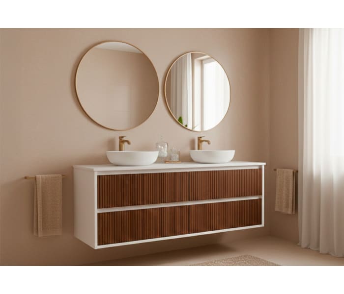 Mueble de baño madera maciza con encimera solid surface Bruntec Alpes 18 Principal 0