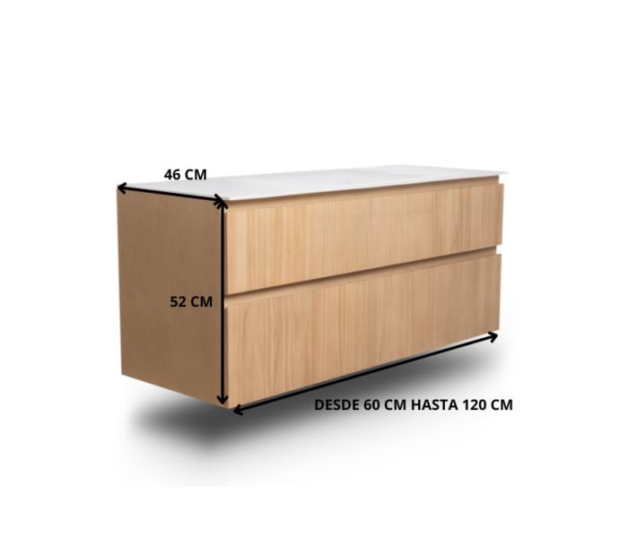 Conjunto de mueble de baño madera maciza Bruntec Alpes 2 Croquis 9