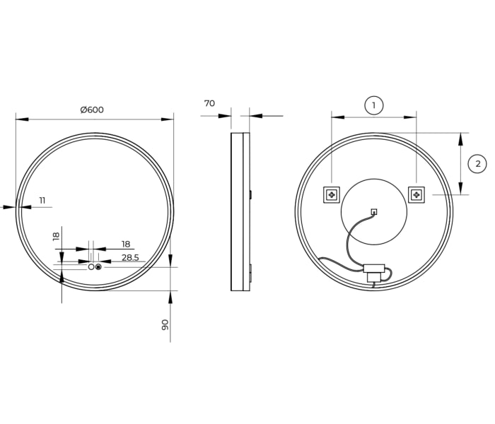 Espejo de baño con luz LED Ledimex Bolonia Croquis 5