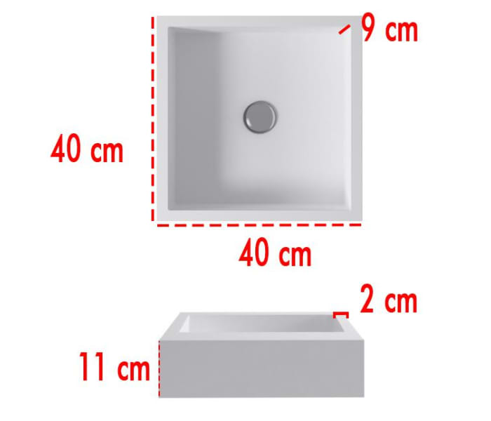 LAVABO CUADRADO SOLID SURFACE MARCO 40X40