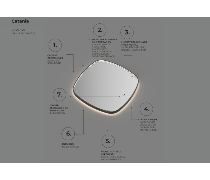 Espejo de baño con luz LED Ledimex Catania opción 5