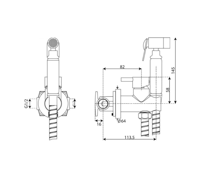 Ducha higiénica para inodoro Imex Munich Croquis 12