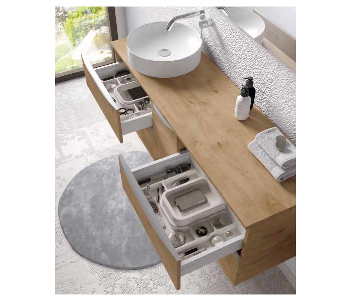Mueble de baño con encimera de madera Coycama Landes Detalle 1