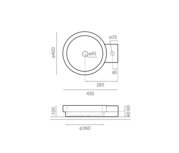 Lavabo sobre encimera Bathco Icono Croquis 3