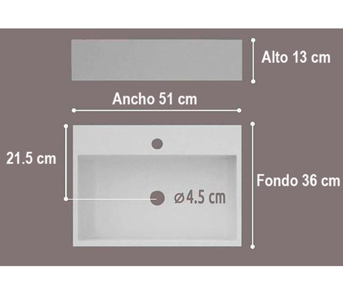 Lavabo sobre encimera Art and Bath Leo Croquis 1