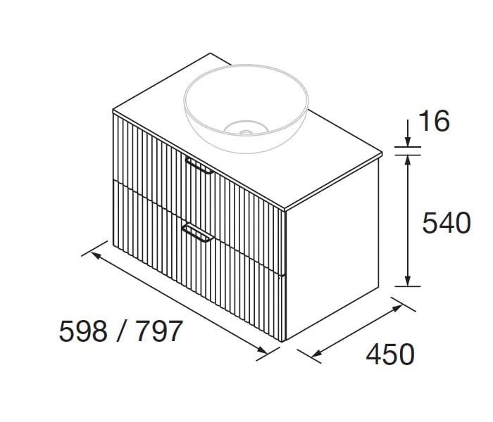 Mueble de baño con encimera de madera Salgar Biba Croquis 2