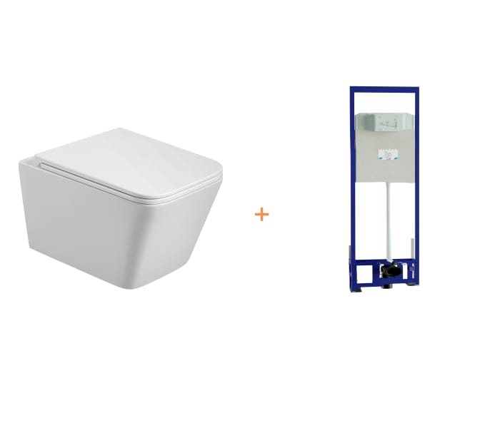 Pack inodoro suspendido + cisterna empotrada Bruntec Square Principal 0