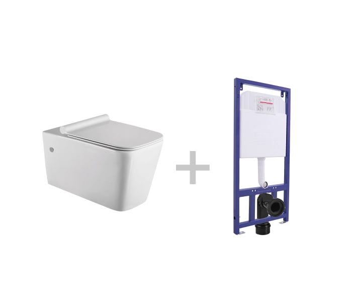 Pack inodoro suspendido + cisterna empotrada Bruntec Square Principal 0