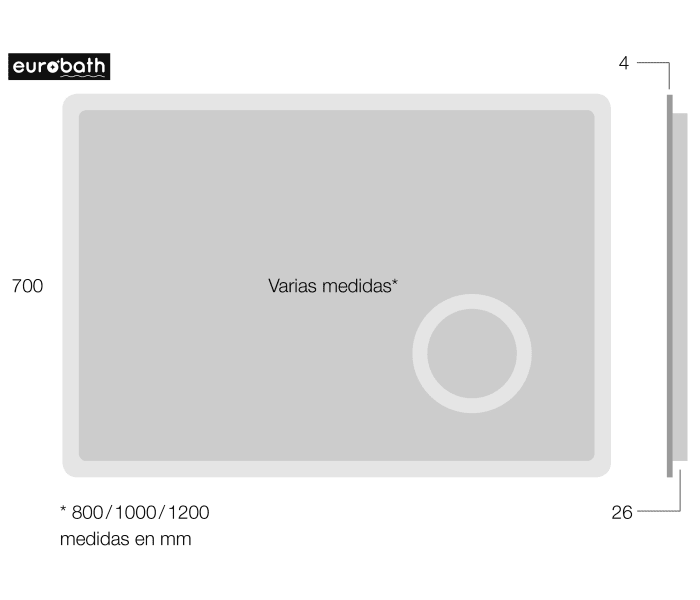 Espejo de baño con luz LED Eurobath, Palau Croquis 2