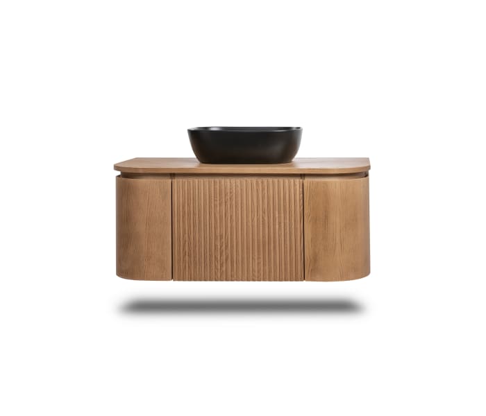 Mueble de baño madera varias medidas, maciza de fresno con encimera de madera Bruntec Evo Curve Detalle 2