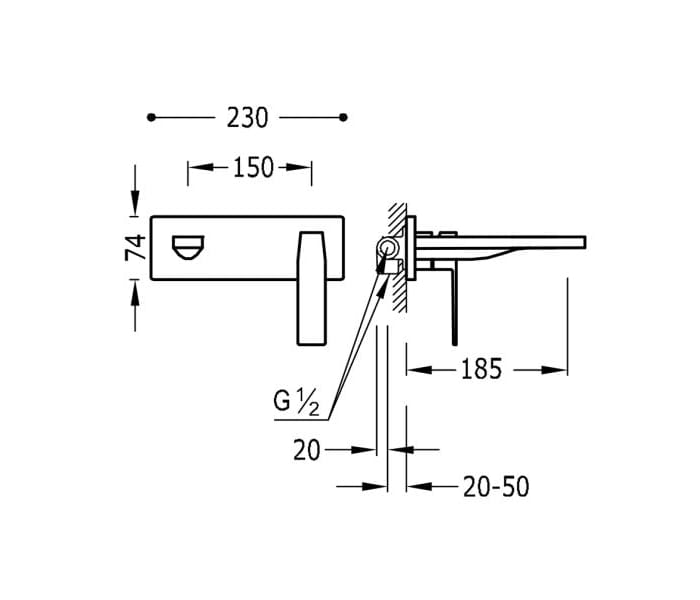 Grifo de lavabo Tres Slim-Tres Croquis 1
