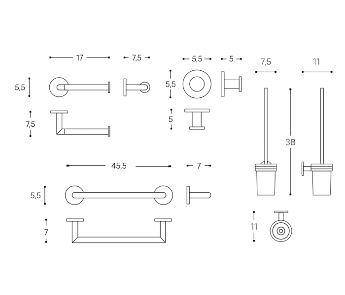 Conjunto de accesorios de baño Cosmic Duo Round Croquis 5