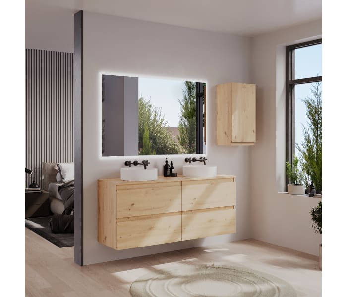Mueble de baño color madera con encimera de madera Bruntec Vilma Principal 1