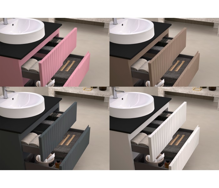 Mueble de baño con encimera piedra compactada negra Bruntec Ebi colores Detalle 11