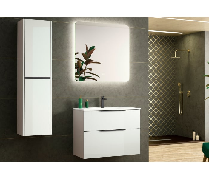 Conjunto mueble de baño fondo reducido 41cm Coycama Comet tirador negro Principal 1