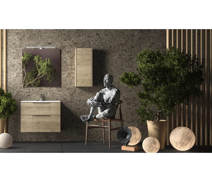 Conjunto mueble de baño fondo reducido 41cm Coycama Comet tirador negro Ambiente 6