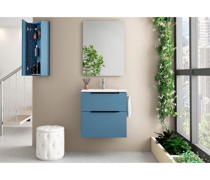 Conjunto mueble de baño fondo reducido 41cm Coycama Comet tirador negro Principal 2