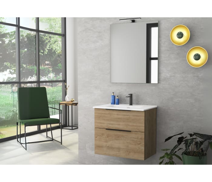 Conjunto mueble de baño fondo reducido 41cm Coycama Comet tirador negro Principal 0