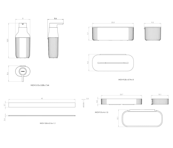 Set modular para lavabo con guía a pared de Cosmic Alife Croquis 6