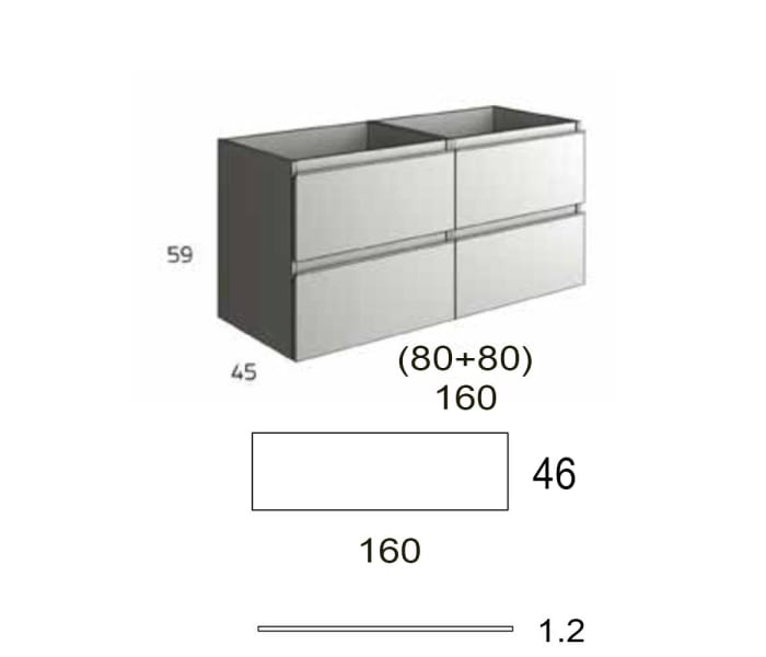 Mueble de baño con encimera de madera Bruntec Roma Croquis 7