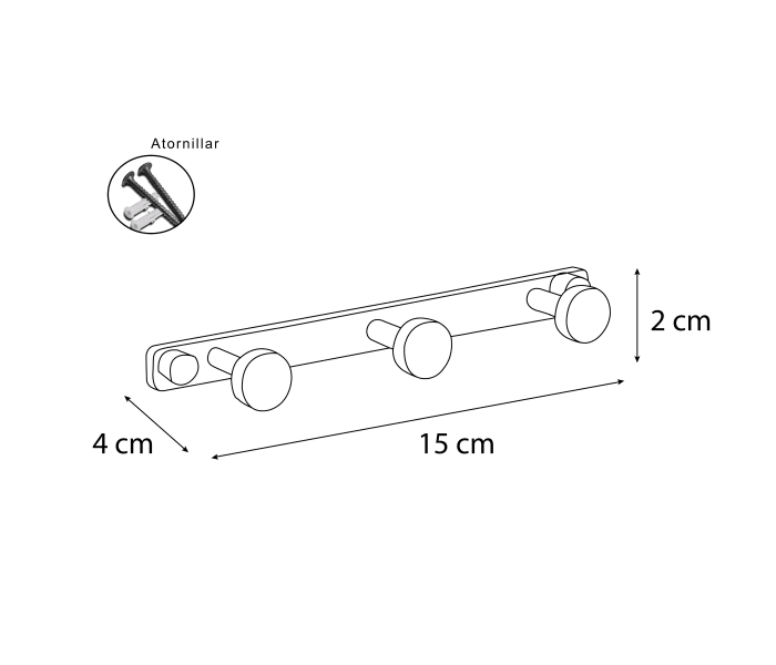 Percha triple Mediterránea de Baño 602 Croquis 1