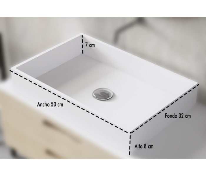 Lavabo sobre encimera Bruntec Square Detalle 1