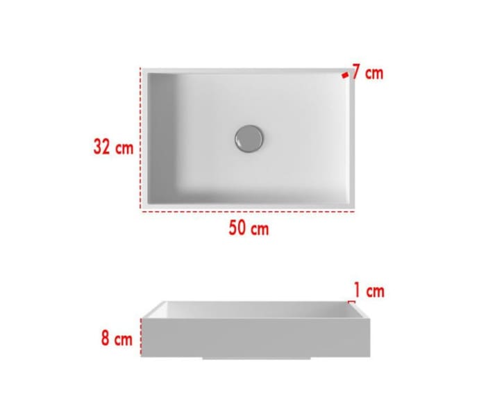 Lavabo sobre encimera Bruntec Square Croquis 2