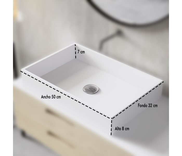 Lavabo de sobre-encimera 50x33 cm.