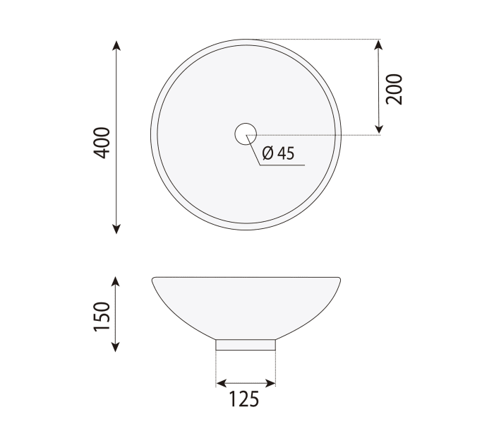 Lavabo sobre encimera Bruntec Cerdeña Croquis 1