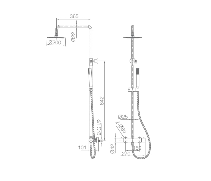 Conjunto de ducha Imex Monza Croquis 9