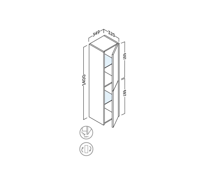 Auxiliar de baño Joker 35x35x17cm suspendido de Coycama