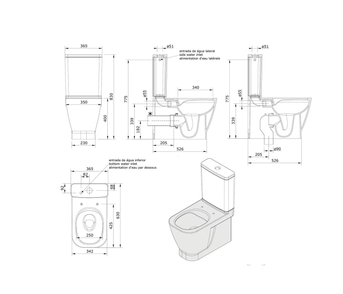 Pack inodoro + bidé compacto de Unisan Sanidusa Look Croquis 4