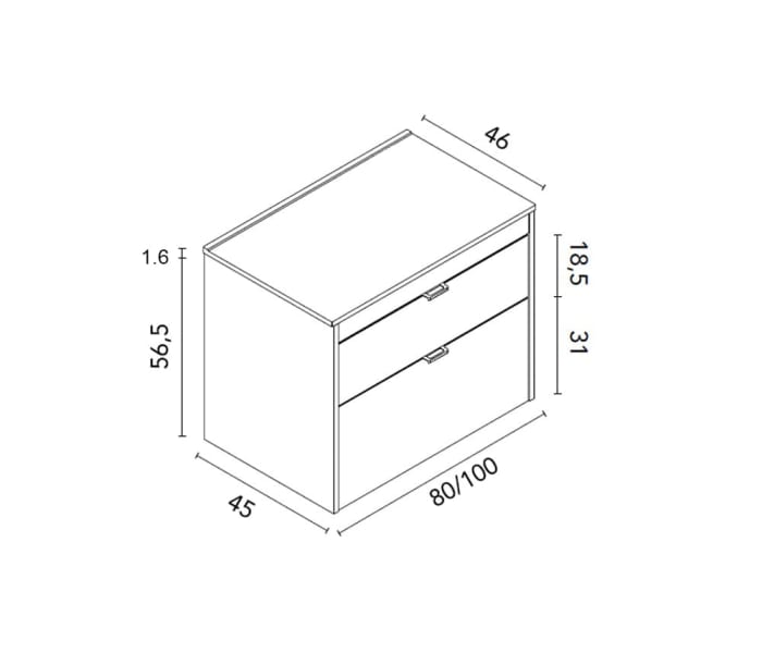 Mueble de baño con encimera de madera Royo  Logika Croquis 8