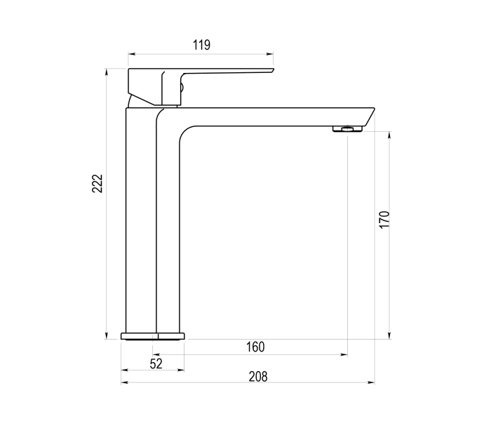 Grifo de lavabo Galindo Aroha Croquis 2