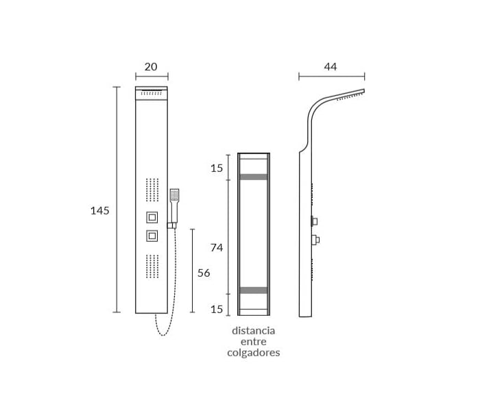 Columna de ducha Sagobar Ensa Croquis 1