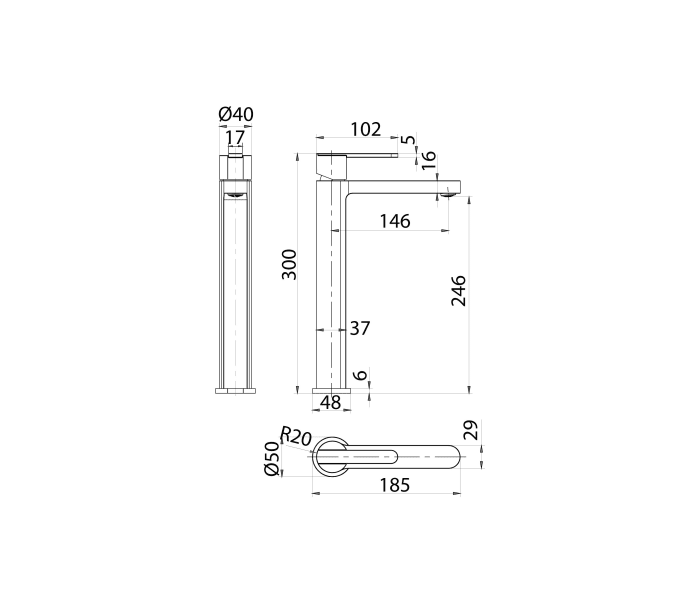 Grifo de lavabo Imex Roma Croquis 8