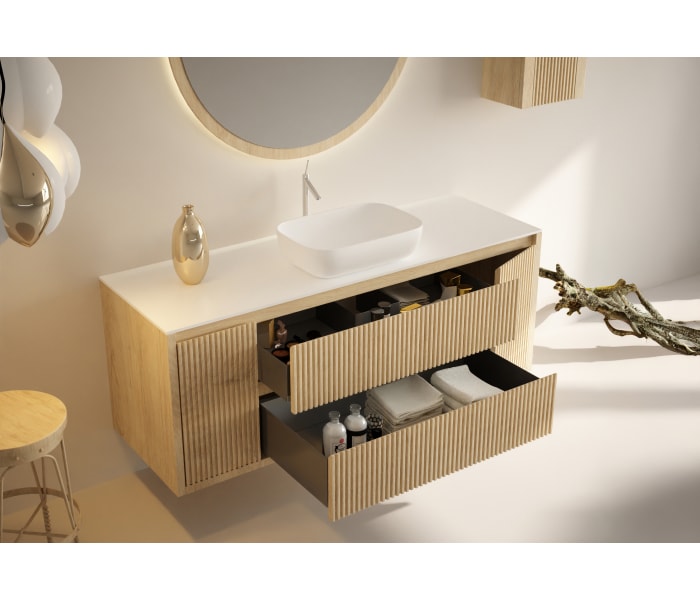 Mueble de baño madera maciza con encimera de solid surface Bruntec Alpes 13 Detalle 2