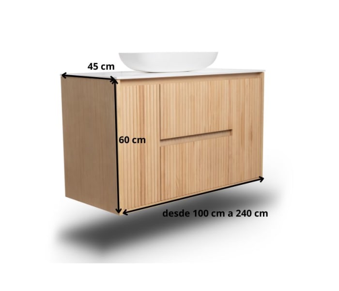 Mueble de baño madera maciza con encimera de solid surface Bruntec Alpes 13 Croquis 8